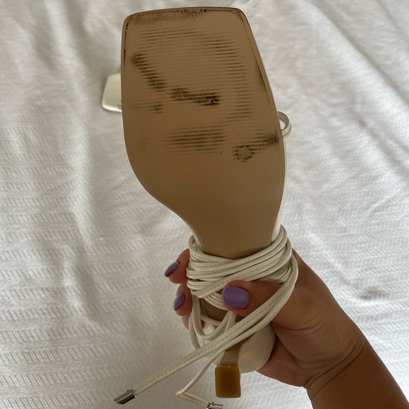 White Lace-up Sandals - Picture 4 of 5